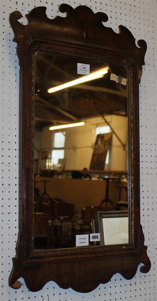 George III mahogany fret cut wall mirror(-)